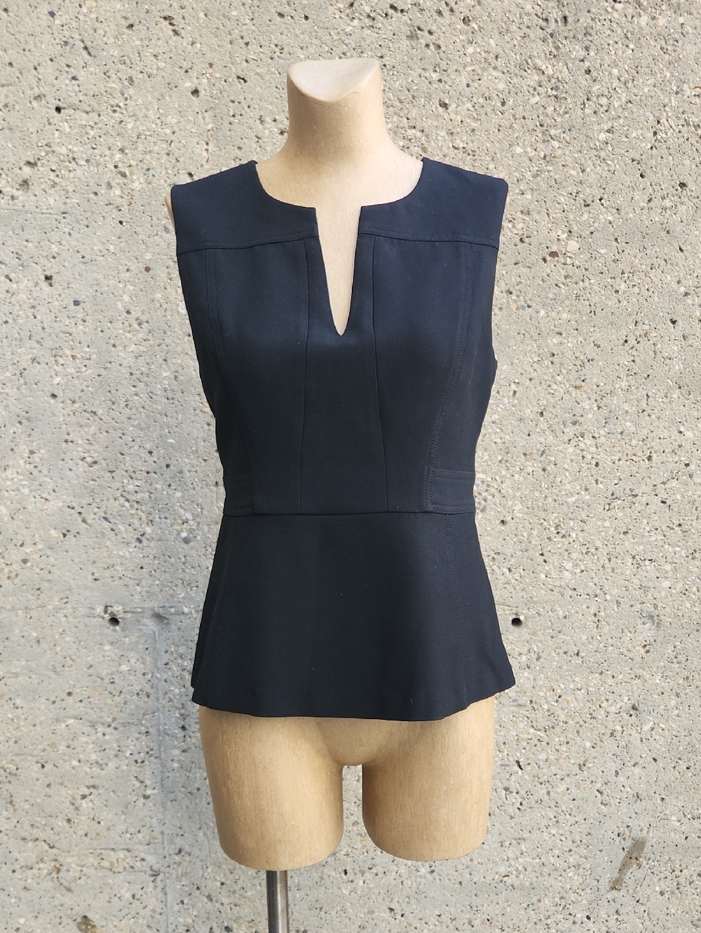 Diane Von Furstenberg Black Sleeveless Peplum Top
